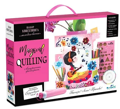Набор квиллинга Magical Quilling "Мелодия весны" панорама, с инструм. на батар., линейка, пробков основа 03232 - фото 1