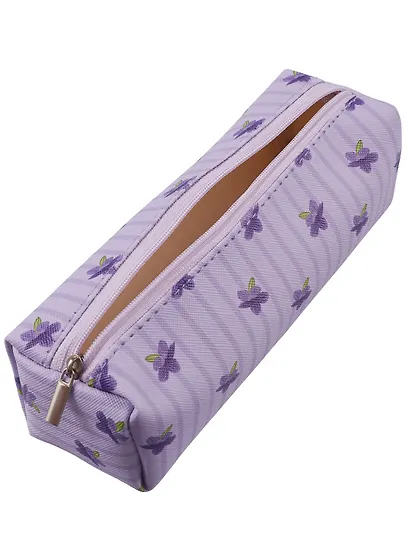 Пенал-косметичка на молнии, из ткани, с подкладкой "Lavender", светло-сиреневый в полоску, Yoi - фото 8