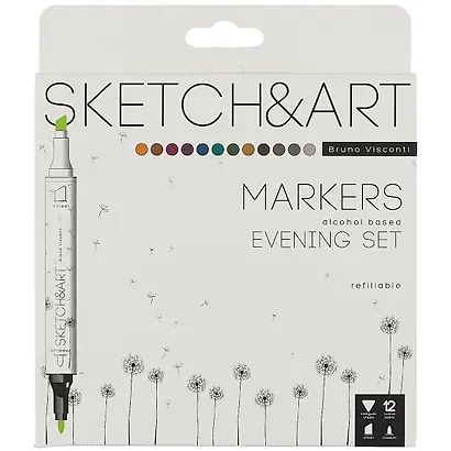 Маркеры для скетчинга 12цв "SKETCH&ART" Вечер, Bruno Visconti - фото 1