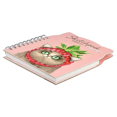 Скетчбук А5 100л "Необычная клубничка" белый офсет, 100г/м2, фигурная вырубка, тв.обложка, гребень - фото 2