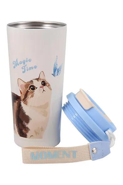 Термостакан Котик акварель (пластик/металл) (520мл) (12-8999-202510-STB-71) - фото 6