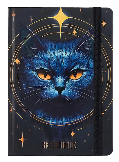 Скетчбук А5 80л "КОСМИЧЕСКИЙ КОТ" 120г/м2, тв.обложка - фото 1