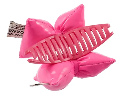 Заколка-крабик дутая Бантик (фуксия, металлик) (PU) (12см) (12-2025093-11) (Lafilaf) - фото 6