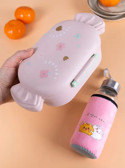 Набор Бутылка в чехле велюр Kawaii Котики Enjoy the little things (стекло) (300мл) (12-07599-KWI2)+Ланч-бокс Кролик Kawaii 1000мл (пластик) (20х13х7) (12-34435-LB5) - фото 11
