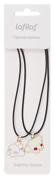 Набор парных кулонов «Kawaii Мишка и Кролик», текстиль, металл, Lafilaf - фото 3