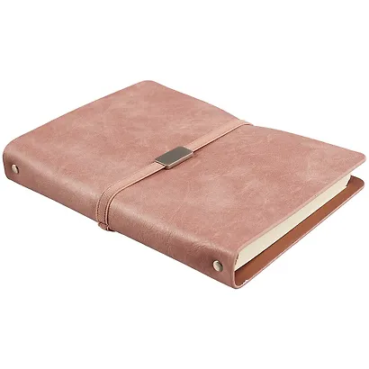 Ежедневник-органайзер недат. А5+ 160л 160*225 "Жатка" розовый, кожзам, мягкий переплет, тонир.блок, 4 кольца, гориз.резинка - фото 2