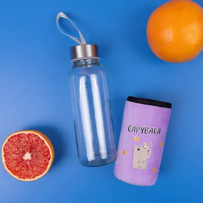 Бутылка в чехле велюр Капибара с птичкой (стекло) (300мл) (12-07229-CPBR-7) Bookvalno - фото 13