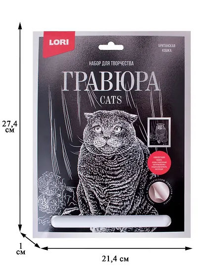Набор для творчества. Гравюра большая с эффектом серебро "Британская кошка" - фото 2