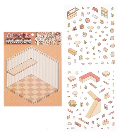 Набор наклеек с полем для создания миниатюрных сцен, размер 150х125 мм (+пинцет) - фото 5