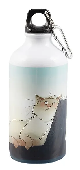 Бутылка с карабином СПб Кот, Дворцовый мост, Ростральные колонны (металл) (500мл) - фото 6