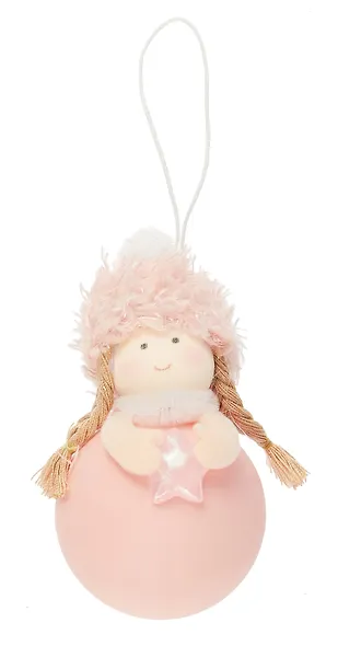 Новогоднее украшение Девочка-шарик со звездочкой (пластик, текстиль) (10см) (12-06277-NY-19) - фото 5