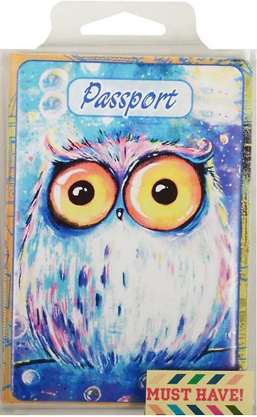 Обложка для паспорта Сова на синем фоне (ПВХ бокс) - фото 2