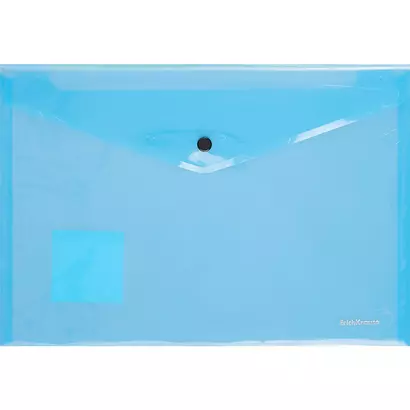 Папка-конверт А4 на кнопке "Glossy Vivid" полупрозрачн.пластик, синий, Erich Krause - фото 1