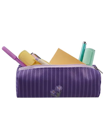 Пенал-косметичка на молнии, из ткани, с подкладкой "Lavender", темно-сиреневый в полоску, Yoi - фото 7