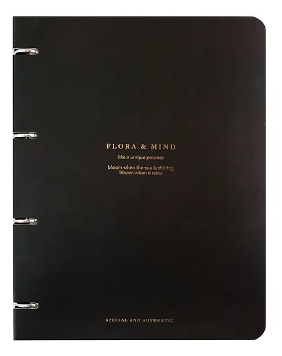 Тетрадь на кольцах в клетку Be Smart, Flora, А4, 120 листов, черная - фото 1