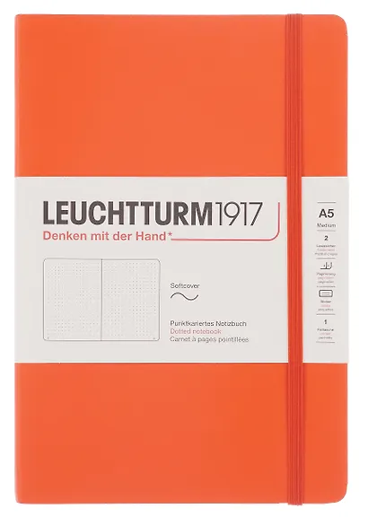 Книга для записей A5 61л тчк. "Medium" мягк.обложка, цвет тыква, Leuchtturm1917 - фото 1