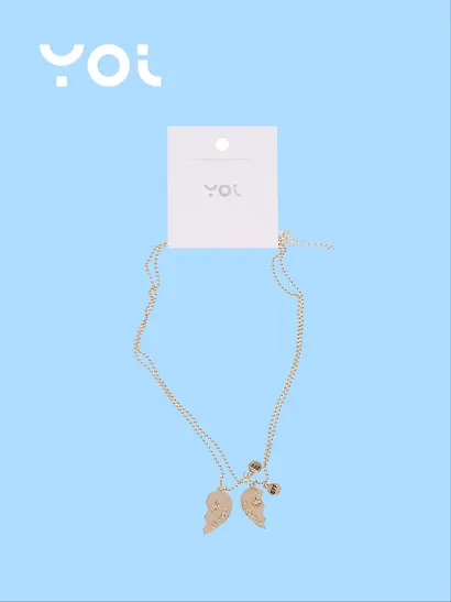 Набор цепочек с подвеской Yoi, "Сердце парное", 48 см, 2 штуки - фото 2