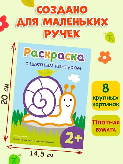 Раскраска с цветным контуром (Улитка) - фото 7