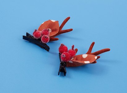 Заколки новогодние Рожки олененка с ушками и ягодами (2шт) (текстиль) (12-6142-HNY25) - фото 4