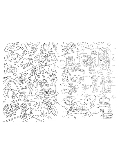 РАСКРАСКА-ВИММЕЛЬБУХ. КОСМИЧЕСКИЕ ПРИКЛЮЧЕНИЯ - фото 3