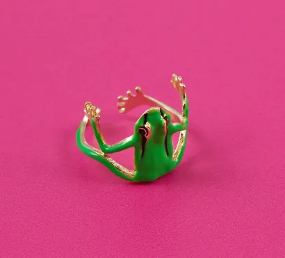 Колечко «Лягушечка», зеленая, металл, Lafilaf - фото 4