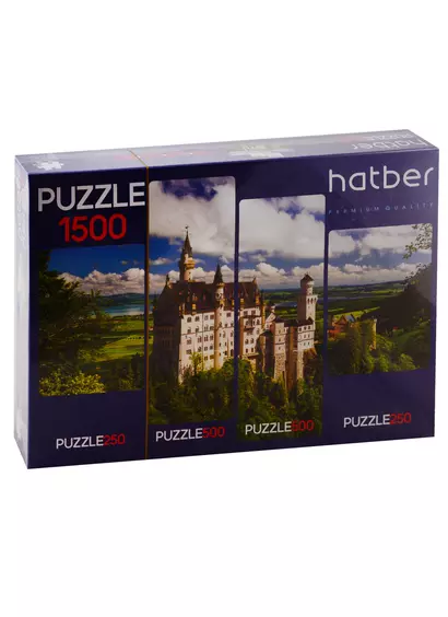 Пазл HATBER Premium 250+500+500+250 элментов 4 картинки в 1 коробке-Замок в горах - фото 1