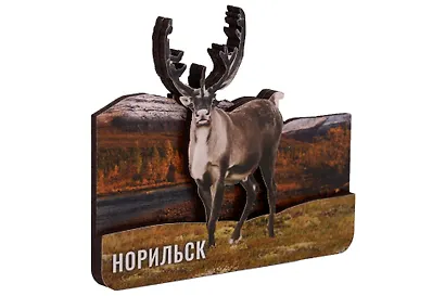 Сувенирный магнит Олень (Норильск) (дерево) (НрскОлн1) - фото 2