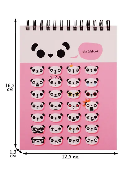 Скетчбук А6+ 125*160 40л "Панды" белый офсет, нелинованн., 100г/м2, тв.обложка, евроспираль - фото 2