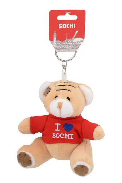 Брелок-мягкая игрушка Мишка-I love Sochi, красная футболка (Сочи) (MF-ILSH-R) - фото 1