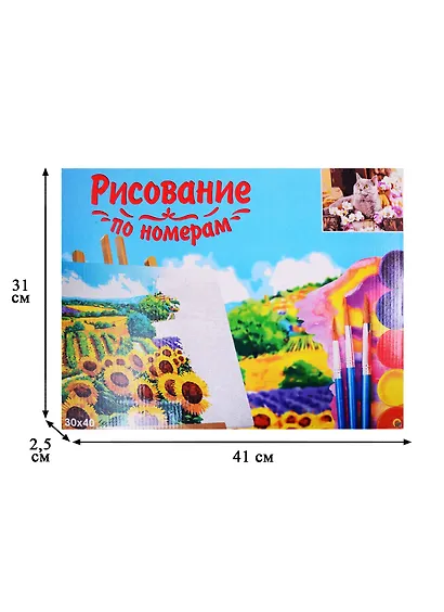 Набор д/творчества Рыжий кот Холст с красками 30х40см по номерам Британский кот в цветах Х-1751 - фото 3