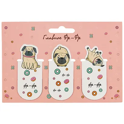 Магнитные закладки «Мопсы», 3 штуки - фото 1