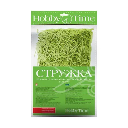 Набор для творчества, HOBBY TIME, Гофрированная, декоративная бумажная стружка 3мм, 50гр., салатовый 2-512/05 - фото 1