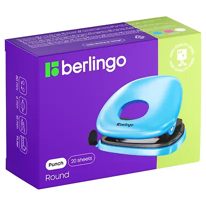 Дырокол 10 листов "Round", пластиковый, Berlingo, белый - фото 2