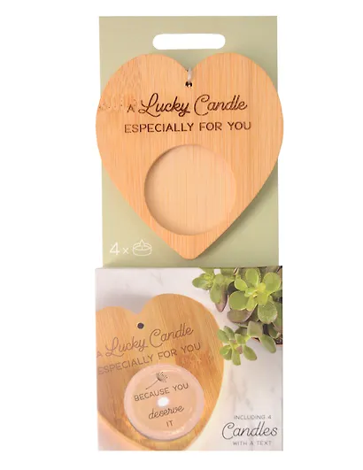 Набор чайных свечей с подсвечником Сердце Lucky Candle (4 штуки) - фото 1