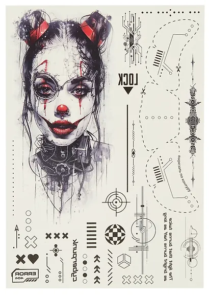 Набор наклеек-тату 5 листов, 210х148 (Киберпанк) - фото 5