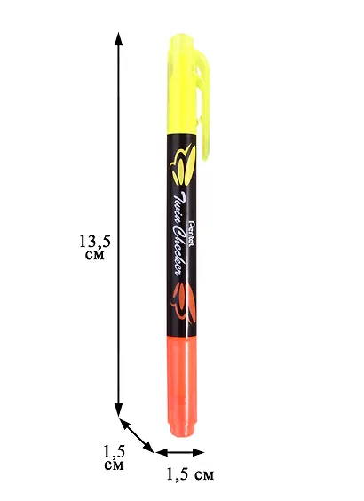 Текстовыделитель Pentel, Twin Checker, двухсторонний жёлтый, оранжевый - фото 2