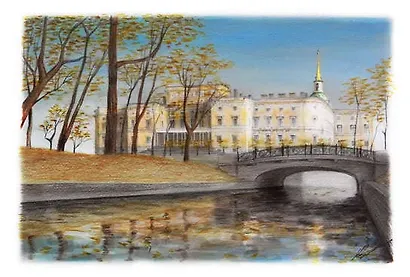 Открытка 10*15 карандаш Михайловский замок - фото 1