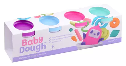 Тесто для лепки "BabyDough". Набор 4 цвета (фиолетовый, мятный, розовый, нежно-голубой) - фото 1