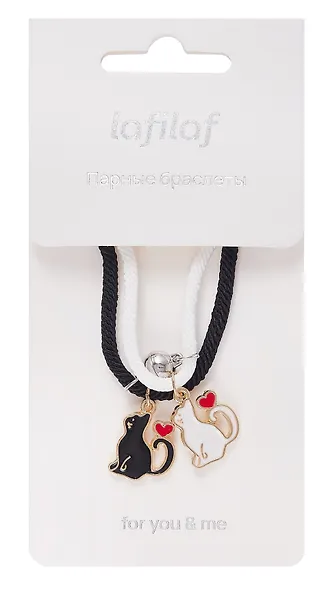 Набор парных браслетов с подвеской «Котики», текстиль, металл, Lafilaf - фото 3