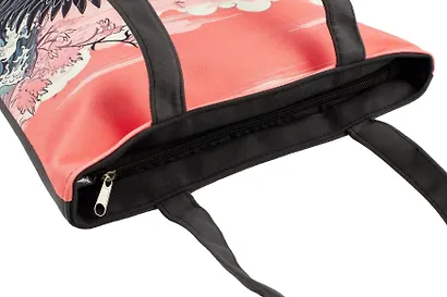 Сумка-шоппер на молнии Япония Журавль на волнах (38х35) (текстиль, флис) Bookvalno - фото 5