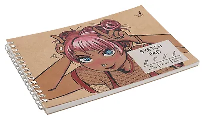 Скетчбук 140*200 40л "Милашка" 120 г/м2, крафт. картон, выборочный лак, евроспираль - фото 3