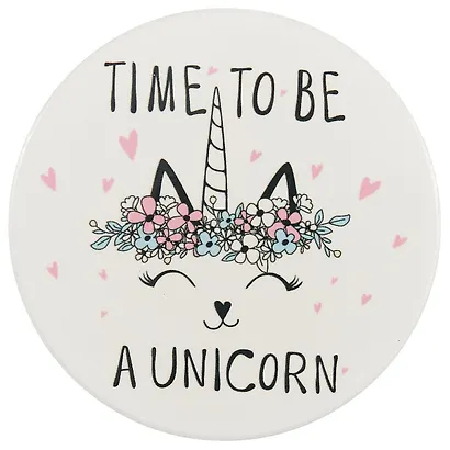 Подставка под кружку Кошечка-единорог (керамика) (11 см) (ПВХ бокс) - фото 1