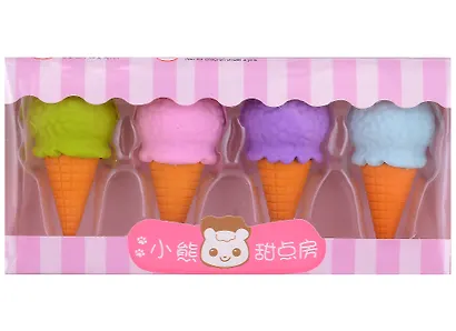 Набор ластики пазлы (4шт) "Мороженое", ассорти, ПВХ бокс - фото 2