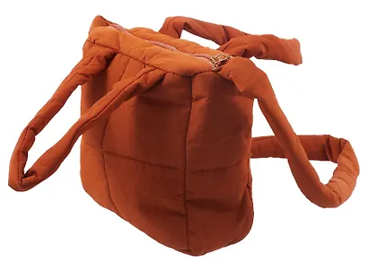 Сумочка дутая коричневая (текстиль) (20х20) (12-Jigi-2) - фото 8