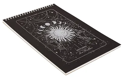 Скетчбук А4 20л "Таро" акварел. бумага, 200г/м2, черный тонир.картон, тиснение фольг. серебро, евроспираль - фото 2