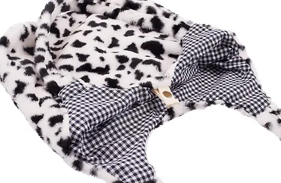 Сумка-шоппер плюшевая Пятнышки (черно-белая) (40х36) - фото 4