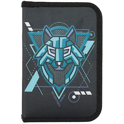 Пенал школьный 1отд. "Волк" 21*14см, молния, откидной клапан - фото 2