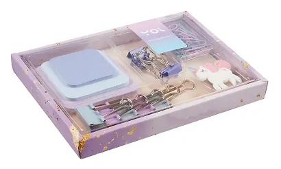 Набор канцелярский: зажимы 19 мм 3 штуки, зажимы 25 мм 5 штук, скрепки 28 мм 40 штук, бумага для заметок 3*30 листов, магнит, Yoi - фото 6