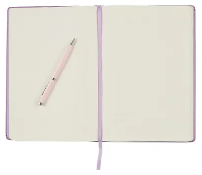 Книга для записей А4- 96л кл. "Joy Book. Фиалковые" иск.кожа, тв.переплет, ляссе, резинка, инд.уп. - фото 3