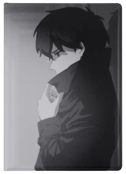 Обложка для паспорта Аниме Синтонимы Персонаж в плаще (ч/б) (Медина Мирай) (ПВХ бокс) (ОП2022-384) - фото 1